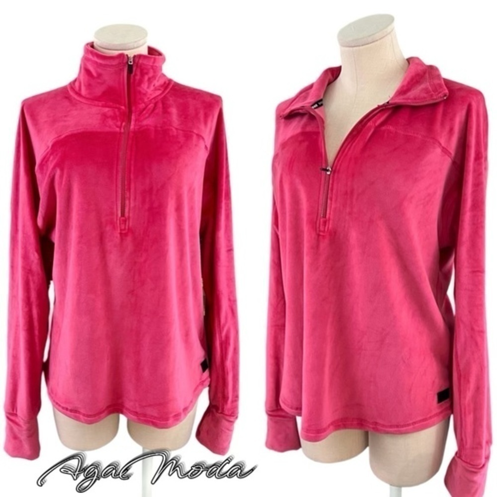 Juicy Couture Sport Pink Velvet Henley Sweatshirt